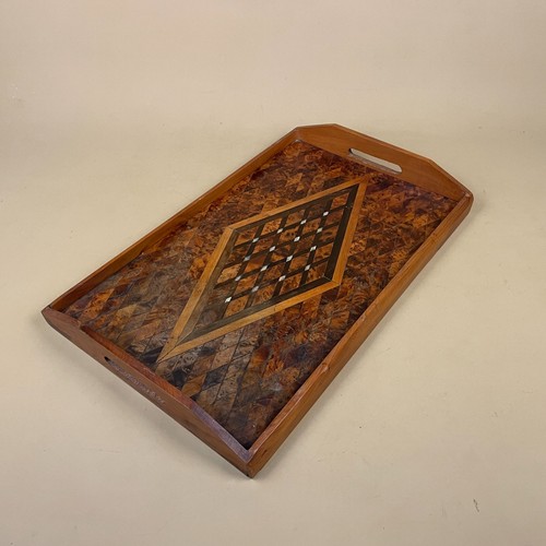 Wooden serving tray marquetry - wooden,