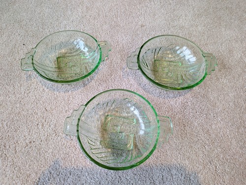 Art deco green glass bowls - deco,