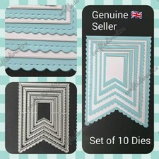 Metal Cutting Die - BANNER - 10 Piece Set - Bunting - Nesting Die Set Crafting 