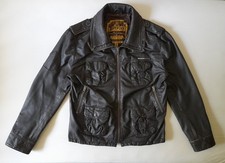 SUPERDRY BRAD LEATHER JACKET XL Dark Brown Biker Motorcycle Aged Worn Distressed