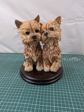 Danbury Mint "Lean On Me" Yorkshire Terrier Pair of Yorkie Dogs Statue 7x8" Rare