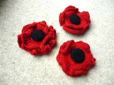 Hand-Knitted RED POPPY FLOWER - Pretty Corsage - NEW