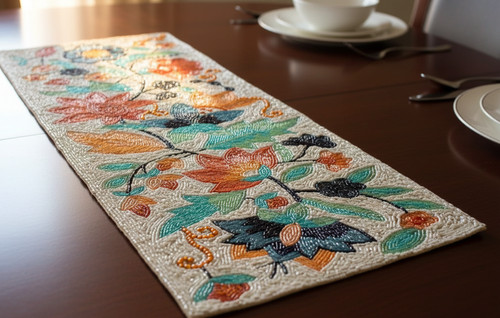 Beaded table runner multicolor - beaded,