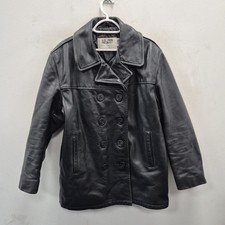 Schott NYC USA 740N Naval Leather Motorcycle Heavy Biker Peacoat Coat Size 42 #2