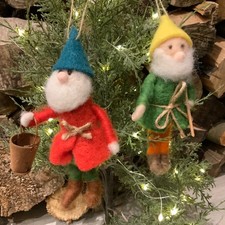 2x Felt Garden Gnome Christmas