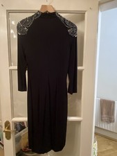 Stunning New Frank Usher Size 10 Black Dress With Diamanté Crystals