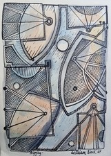 20th C modernist vintage abstract art watercolour and ink drawing William Black