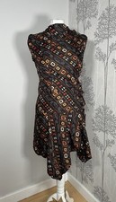 Isabel Marant Black Orange Silk Patterned Cut Out Side Tie Dress Size 36 Uk 6/8