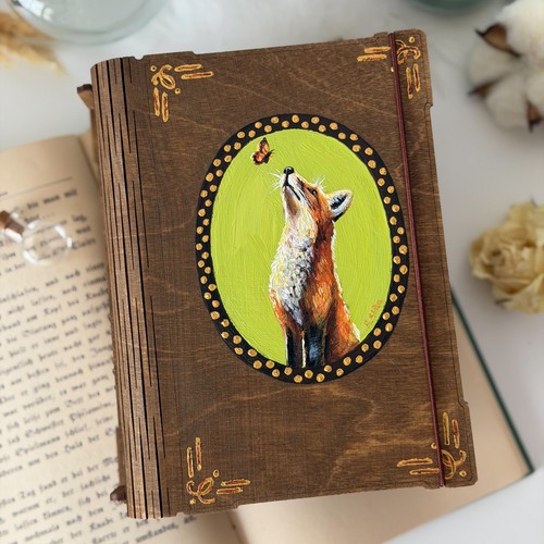 Hand painted wooden - wooden, fox
