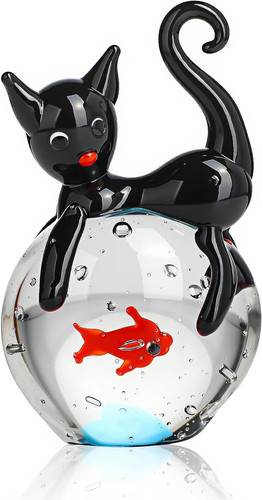 Blown glass black - blown, cat