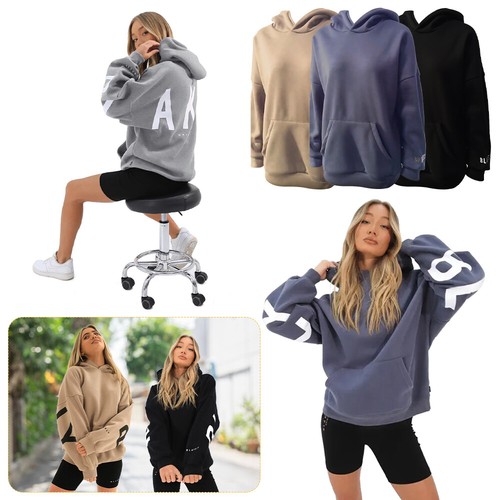 Long sleeve letter hoodies - long,