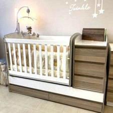Luxury Baby Convertible Cot  Bed + Mattress Swing Basket Function Toddler Bed