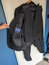 Gieves & Hawkes Made England 3 Piece Suit 40R Grey Striped Savile Row Cashmere