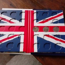 UK 50p album with football offside rule, judo, wrestling Olympic 50p coins