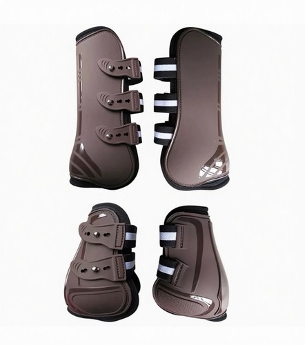Brown horse tendon boots - horse,