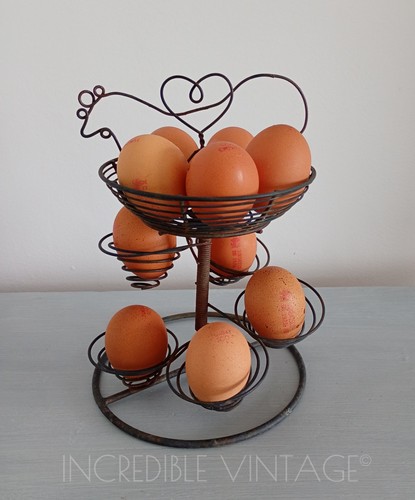 Vintage wire egg holder basket - holder,