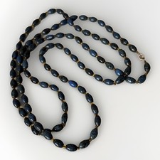 Vintage Beaded Double Strand Lapis Lazuli Necklace Blue Beads Clasp Necklace