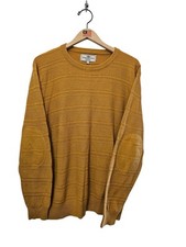 NEXT size medium vintage men's mustard jumper long sleeve knitwear elbow patches