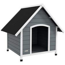 PawHut Dog Kennel Outdoor Dog House w/ Removable Floor, for Large Dogs, Grey