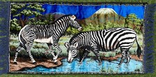 Vintage Zebra Tapestry Rug African Safari Scene Kilimanjaro Background 100 x 50