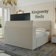 Plain TV Bed Frame Upholstered