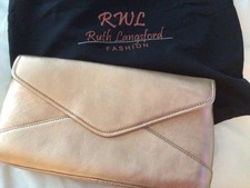 #Ruth #Langsford #Leather #Rose #Gold #Clutch #Handbag with Shoulder gold chain 