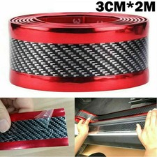 Car Sticker Door Sill Scuff Anti Scratch Tape Protector Acces Carbon Fiber & Red