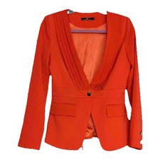 Career Business Women’s Orange Red Suit Blazer Coat Professional Office Size S