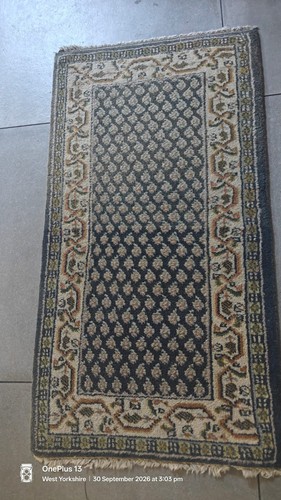 Thick wool vintage rug grey - vintage,