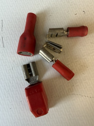 Red crimp terminals - red,