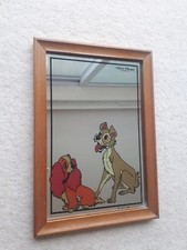 Vintage Disney Lady And The Tramp Advertising Classic Mirror In Wood 33cmX24cm