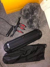 Sound Recording Equipment For Film. Shotgun Mic with Blimp, Tascam Recorder etc.