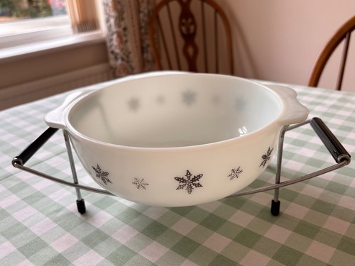 1960 white snowflake - white, pyrex