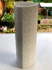 Alboth & Kaiser Porcelain Vase ALKA Art White Ivory Relief Vintage 28 Cm