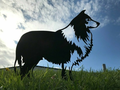 Rough collie metal dog - dog, rusty