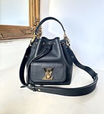 Louis Vuitton LV LockMe Bucket Crossbody Top Handle Black Leather Bag Authentic