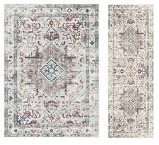 Silk Road Collection Bahala Area Rug Soft Touch Medallion Design Anti Slip Mat