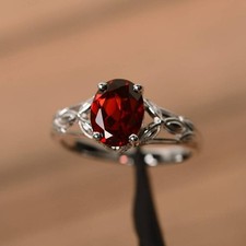 Dainty Garnet Red Ring Natural