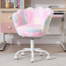Kids Swivel Desk Chair Height Adjustable Velvet Upholstered Study Seat Colorful