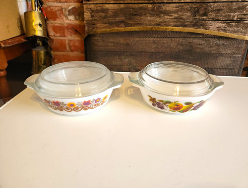 Vintage pyrex round floral - vintage,