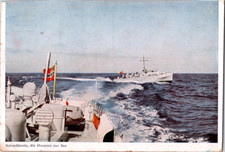 Vintage Postcard Germany Speedboats Naval Maritime Husaren Exciting Ocean Scene