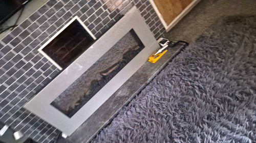 Grey metal inset - metal, fireplace