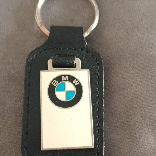 Bmw keyring black leather fob - keyring,