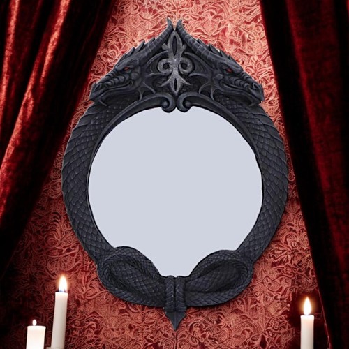 Gothic dragon mirror - gothic, wall