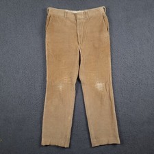 Vintage EDDIE BAUER Trousers Mens W34 L31 Brown Corduroy Jumbo Cord Pleated 80s