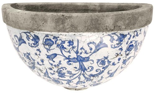 Antiqued blue white ceramic - antiqued, &