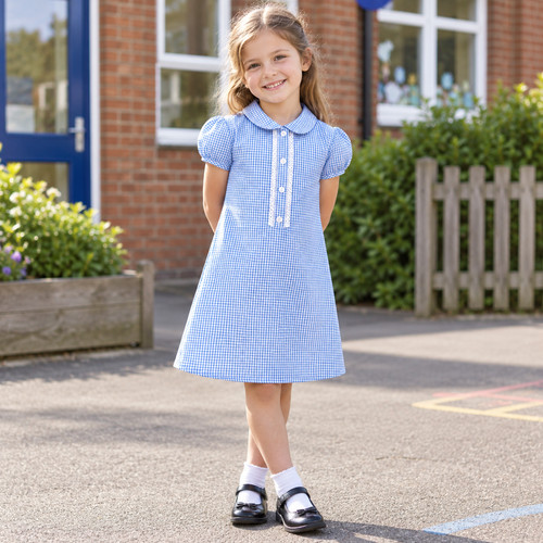 Girls blue gingham - blue, school