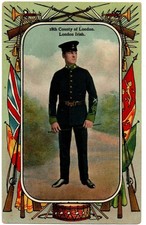 Military Regiment Postcard - Soldier, 18th County Of London, London Irish.
