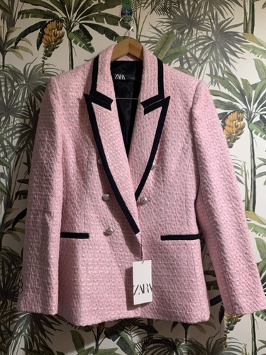 Zara piping pink blazer - , size