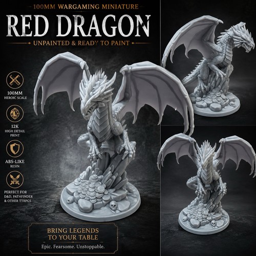 100mm red dragon miniature - red,